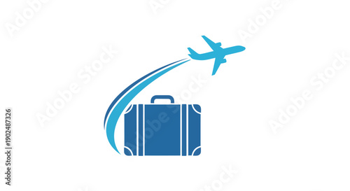 Airplane and luggage travel icon representing global journey.