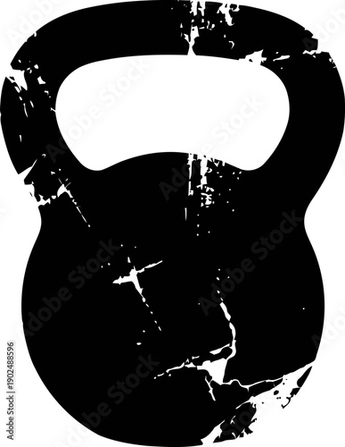 grunge kettlebell silhouette with distressed texture isolated on white