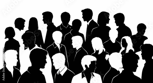 Diverse Group of People Silhouettes Standing Together.