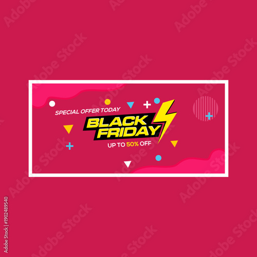 Black Friday Sale Banner with Lightning.