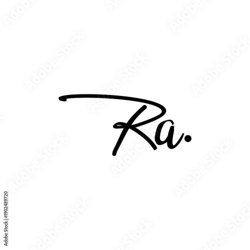 Black Handwritten Ra Monogram Signature Logo.