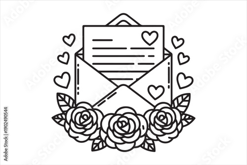 Romantic Love Concept with Couple Silhouette Illustration