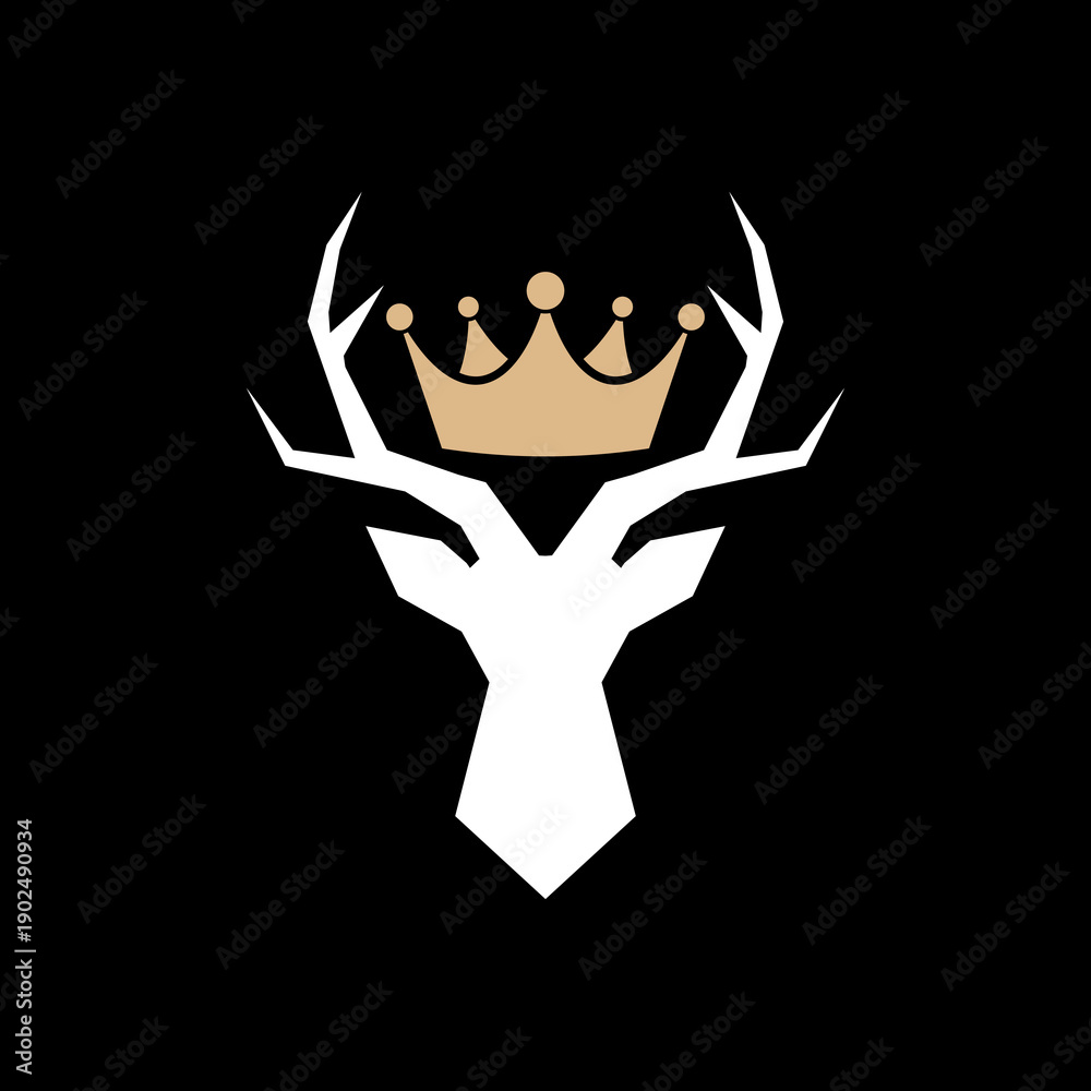 Obraz premium Deer antler head crown icon isolated on black background