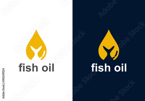 Fish oil logo template vector. Fish oil drop logo design, omega 3 logo of fish oil vector