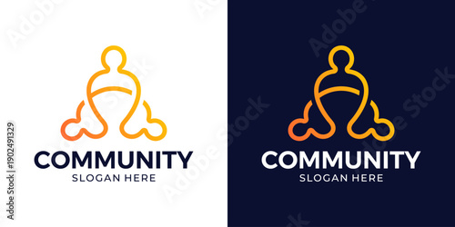 Creative community logo design. People family together human unity logo and team work design graphic vector illustration. Symbol, icon, creative.