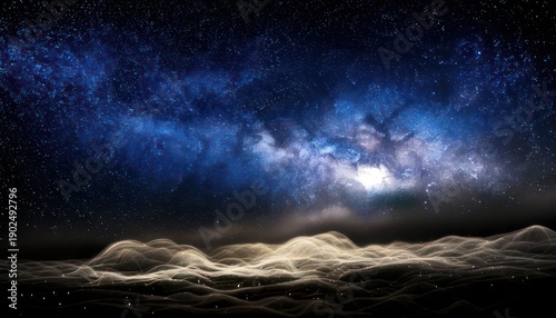 Wallpaper Mural Ethereal Landscape - Milky Way Over Rolling Hills Under a Starry Sky. Torontodigital.ca