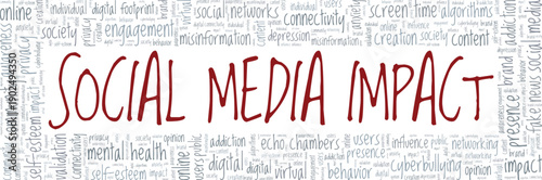 Social Media Impact word cloud conceptual design isolated on white background.