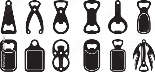 Black and white bottle opener set