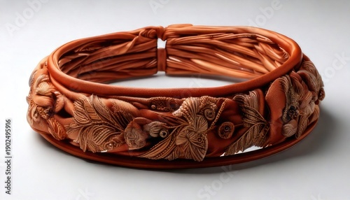 Wallpaper Mural Exquisite Carved Coral Bangle Bracelet with Floral and Leaf Motifs. Torontodigital.ca