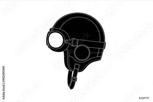 Vintage Helmet: A striking silhouette of a vintage helmet, exuding timeless appeal with its classic design and aviation-style goggles, ready for adventure.
