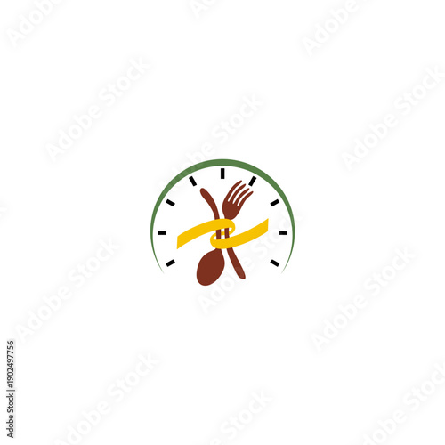 Clock with Utensils Crossing Over Center.