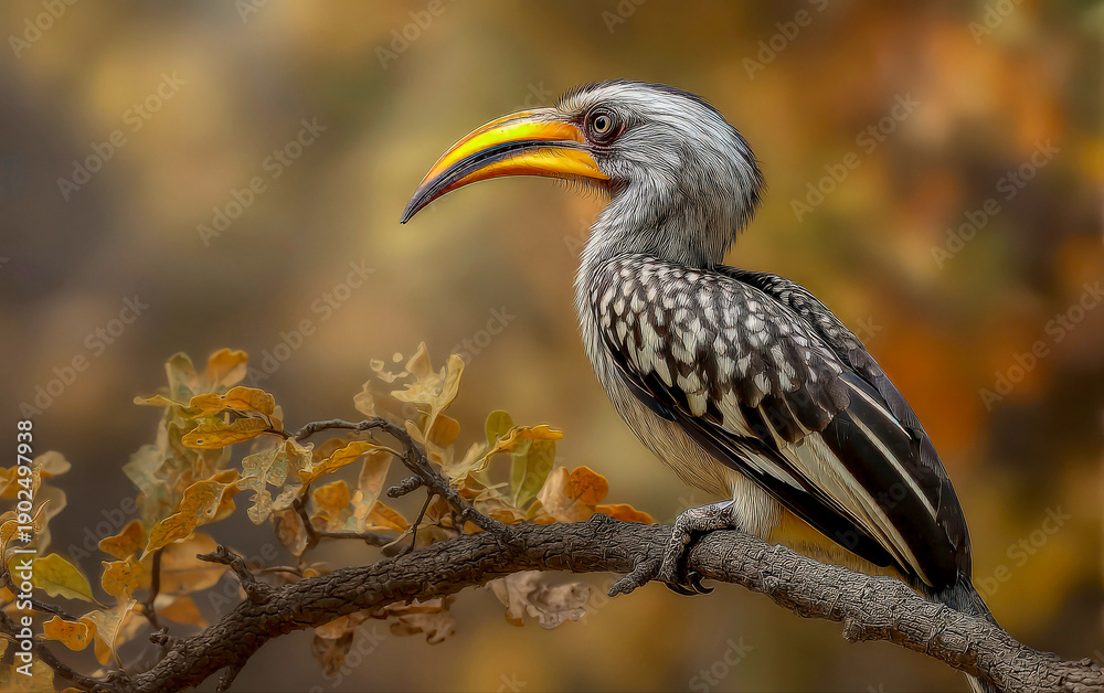 Fototapeta premium Southern yellow billed hornbill