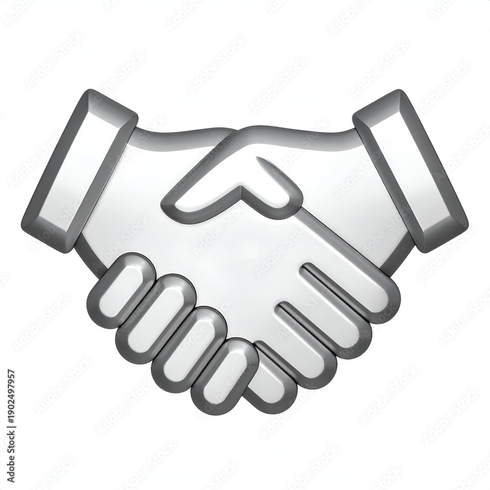 Obraz premium Silver Handshake Emoji - Symbol of Agreement and Partnership.