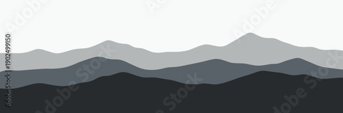 Abstract Minimalist Mountain Range Landscape with Grey Monochrome Layered Peaks