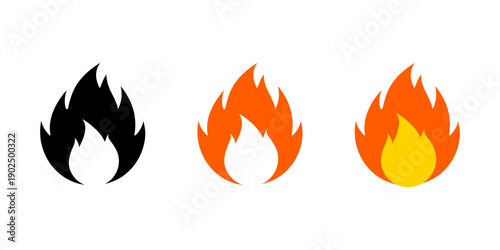 Vector Flame Fire Collection Icon Set