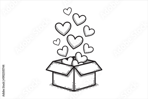 Romantic Couple Silhouette with Heart Background