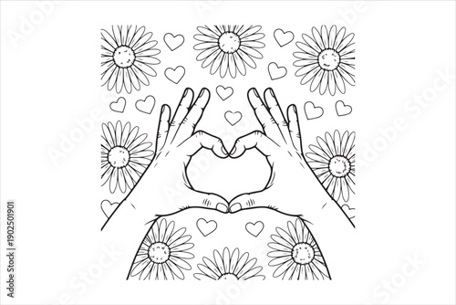 Romantic Couple Silhouette with Heart Background