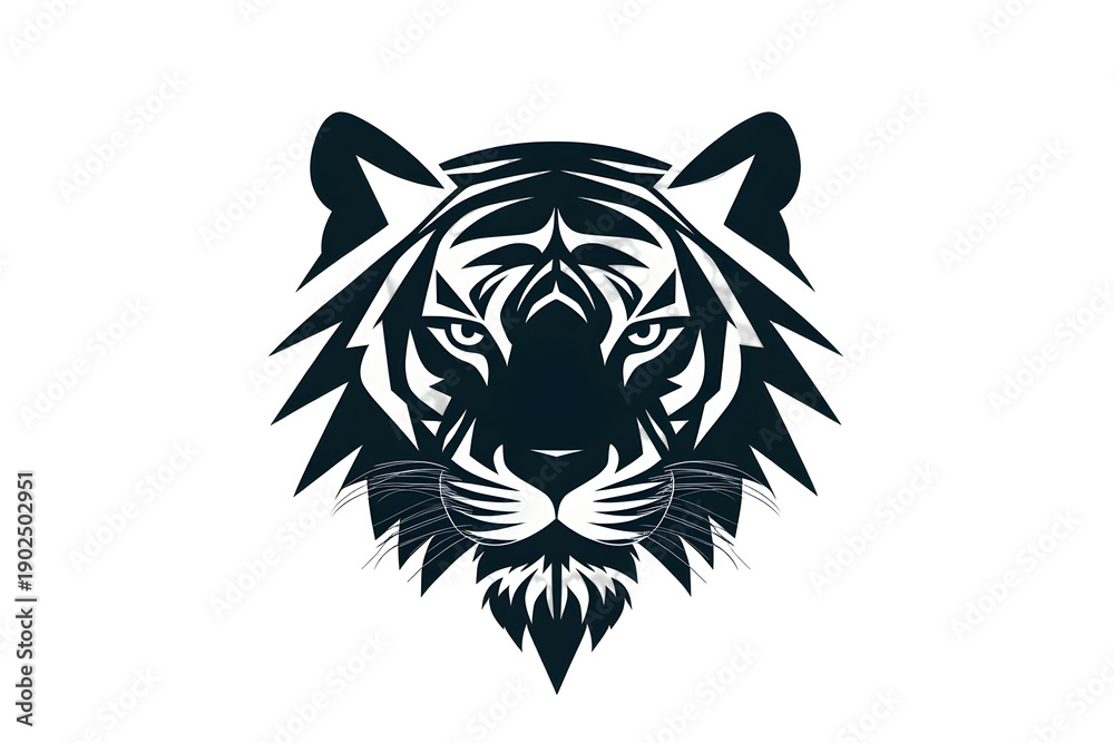 Obraz premium Tiger's Introspection: A striking illustration of a tiger's head, intricately detailed, with a focus on its intense gaze, evoking a sense of power and contemplation.