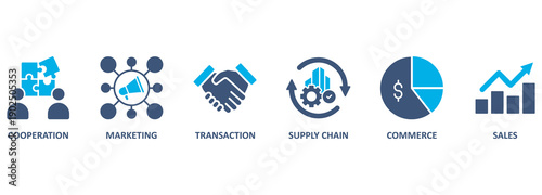 business-to-business. Banner with keywords and icons 