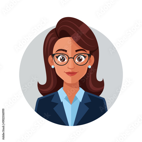 Businesswoman Cartoon Character Illustration Portrait.