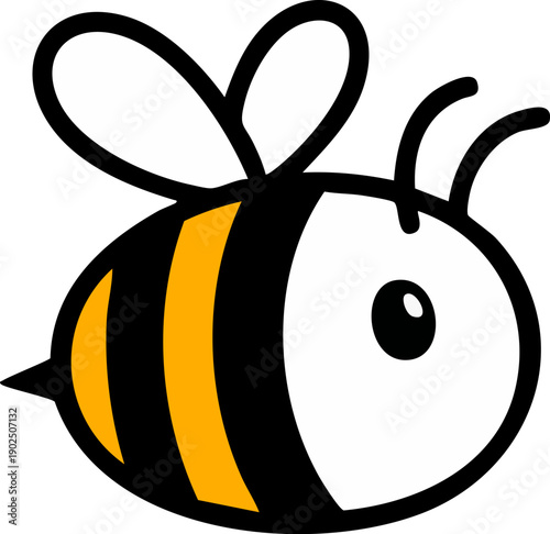 Cute cartoon bee illustration with black and yellow stripes, a popular symbol for nature and sweetness