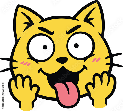 Crazy Funny Cat Face Making Silly Expression, April Fools Day Cartoon Vector Illustration