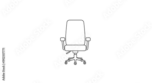 Modern ergonomic office chair outline for comfortable workspace on an isolated white background.