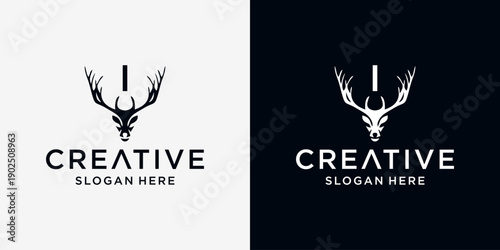 I deer head logo design