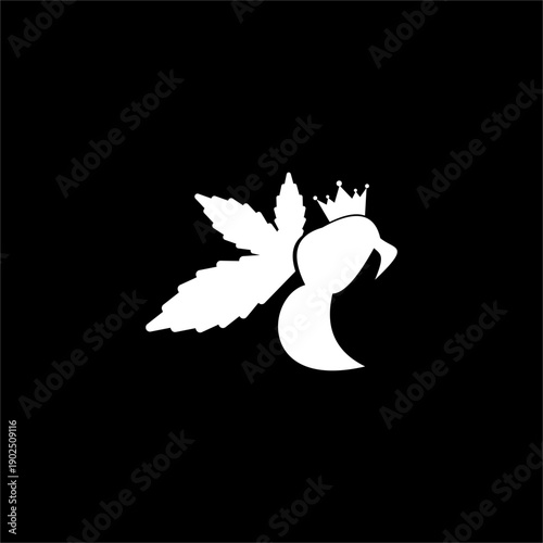 Crown Cannabis Leaf Illustration Design Element.