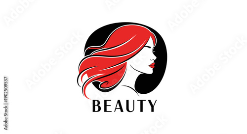 Elegant Woman Profile with Flowing Red Hair Logo.