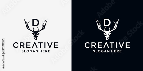 D deer head logo design