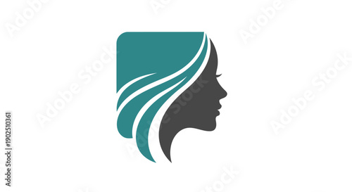 Elegant Woman Silhouette with Flowing Hair Logo Design.