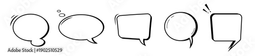 A set of speech bubbles for comics of different shapes on a white background. Speech clouds in the retro cartoon style. Pop art style. Vector EPS 10.