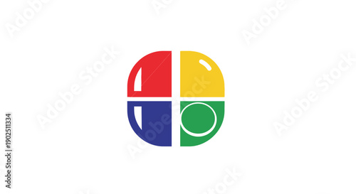 Colorful Quadrant Pill Shape Medical Icon Isolated White Background