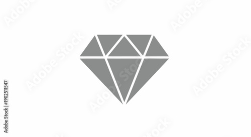 Classic Gray Diamond Gemstone Icon, Symbolizing Luxury, Wealth, and Precious Jewels, isolated white background.