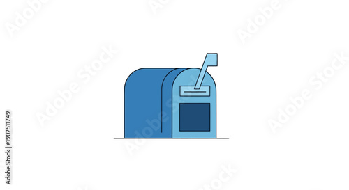 Classic Blue Mailbox with Letter Slot Logo Icon, isolated white background