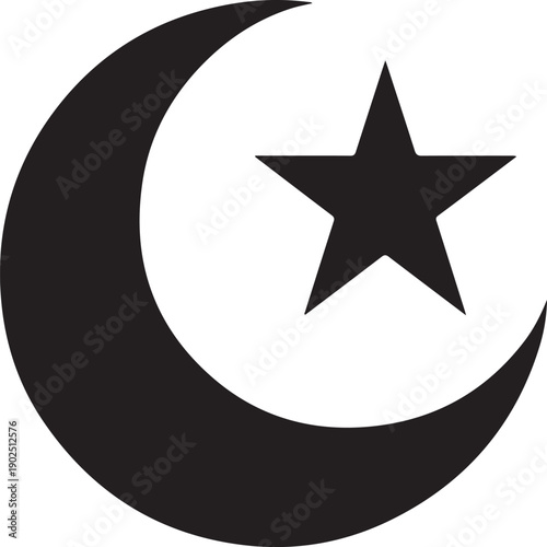 Star and crescent - symbol of Islam flat icon for apps and websites