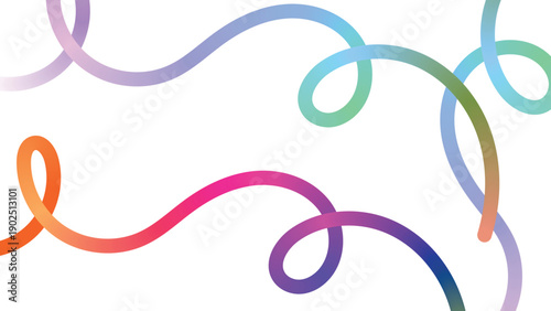 Colorful abstract gradient lines and loops isolated on white background