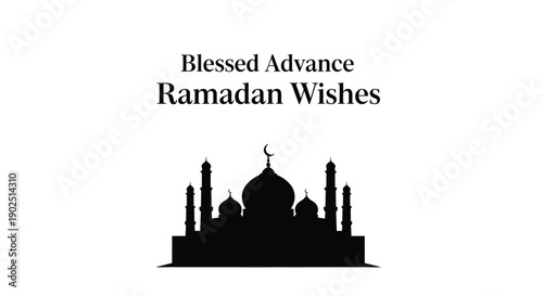 Ramadan greetings with a mosque silhouette high quality