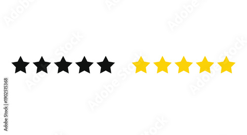 Five star rating with black and yellow stars a simple silhouette