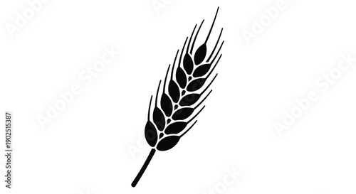 A simple black silhouette of a wheat stalk detailed outline silhouette