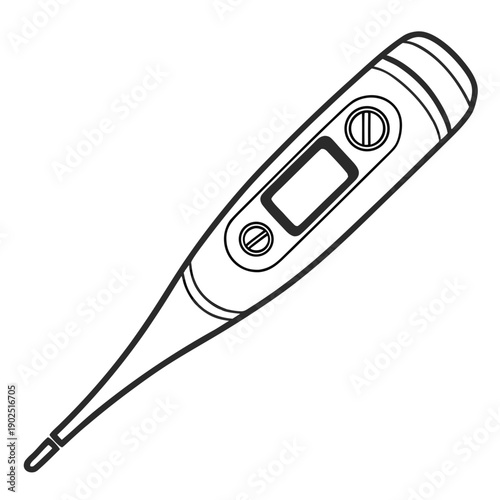 Vector illustration of a digital thermometer for accurate temperature readings, representing health and medical care, on white.