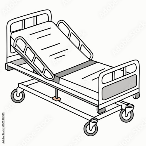 Vector illustration of a medical hospital stretcher on a white background, representing healthcare services and patient transport.