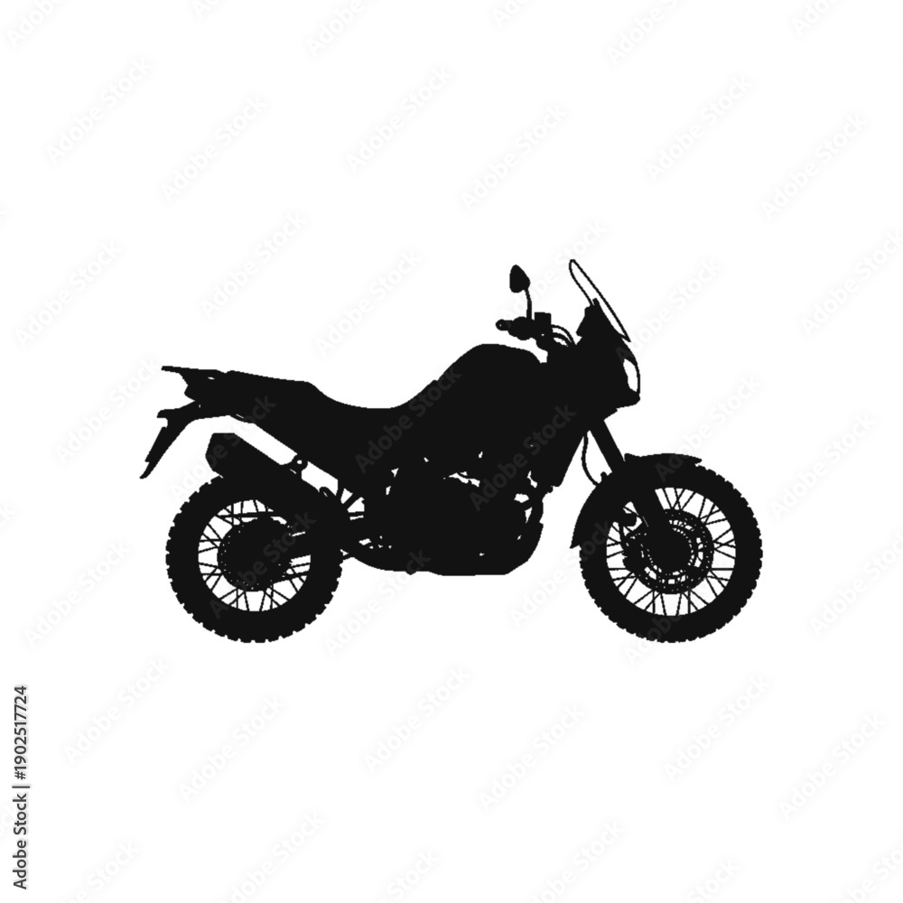 Obraz premium Silhouette of a Modern Motorcycle: A sleek, black silhouette of a modern motorcycle stands out, highlighting its powerful build, perfect for the open road.