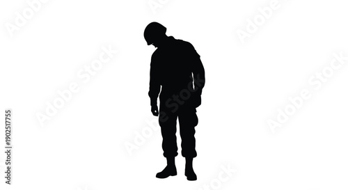 A solitary man stands dejected in a stark black silhouette