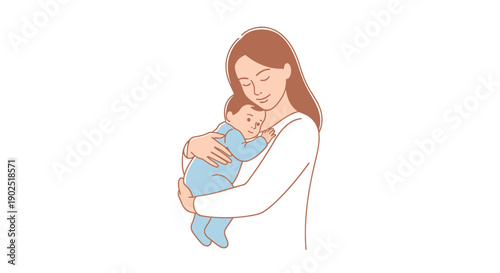Mother holding her infant son with warmth and affection in a tender moment of connection showing family love and childhood innocence