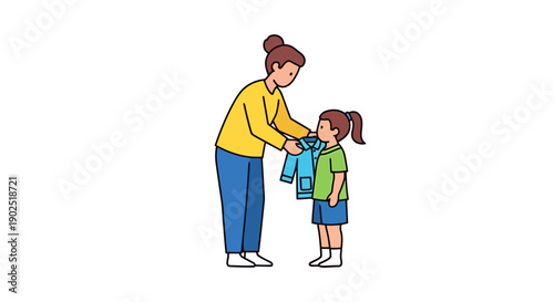 Parent Helper Clothing Item For Child Preparation For Outdoors Activity On White Background Simple Flat Style