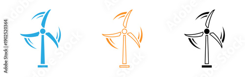 Wind turbines in different colors