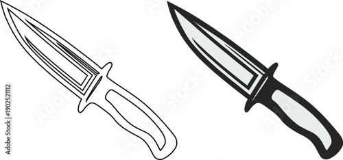 Professional Tactical Dagger Knife Vector Illustration - Sharp Blade Combat Weapon Icon for Military and Hunting Design