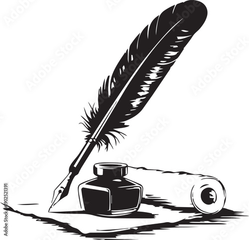 feather pen and ink
